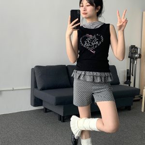 Cool Girl Summer Hooded Sleeveless Vest - Casual Printed Tee Top for Y2K Style