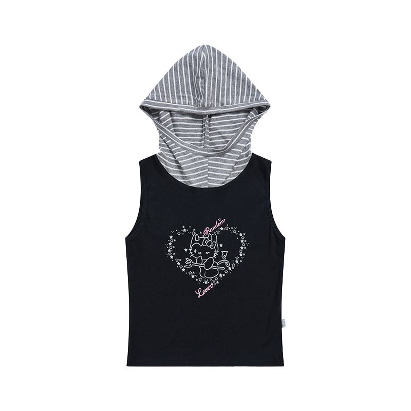 Cool Girl Summer Hooded Sleeveless Vest - Casual Printed Tee Top for Y2K Style