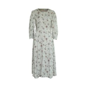 Cool Sky Blue Silk Linen Dress for Women, Vintage Autumn Puff Sleeve, Waist-Defined Long Dress, Y2K Fashion, Elegant Casual Wear