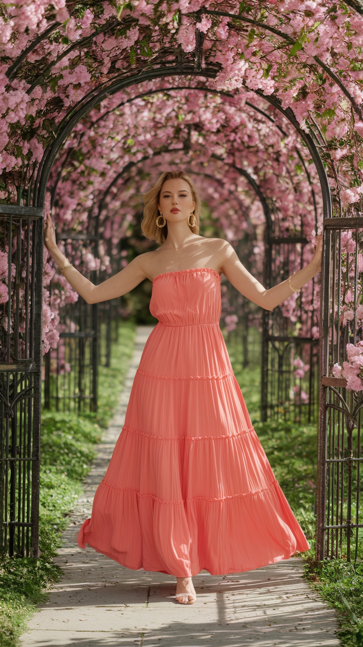 Coral Maxi Dresses: Perfect for Warm Weather Events outfit idea