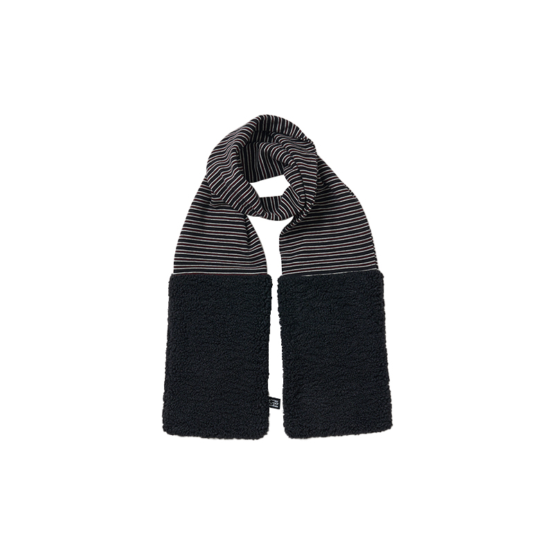 Cozy Striped Patchwork Scarf in Fluffy Lamb Wool - Warm and Cold-Resistant Neck Warmer for Autumn & Winter Fashion