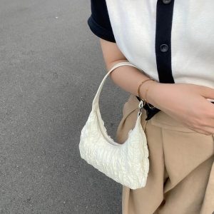 Cream Puff Cloud Ruffled Bag - 2023 Fashion Tote Shoulder Dumpling Style for Girls, Sweet and Cool Underarm Bag