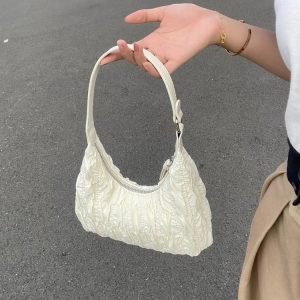Cream Puff Cloud Ruffled Bag - 2023 Fashion Tote Shoulder Dumpling Style for Girls, Sweet and Cool Underarm Bag