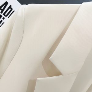 Cream Short Sleeve Blazer with Metal Buttons - British Style Professional Suit for Women - 2025 Summer Fashion Trend