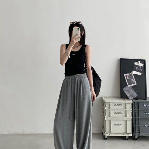 Crispy Soft Wide-Leg Pants for Spring & Autumn - Casual Loose Draped Design, Perfect for Lazy Days and Effortless Style