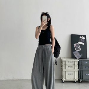 Crispy Soft Wide-Leg Pants for Spring & Autumn - Casual Loose Draped Design, Perfect for Lazy Days and Effortless Style