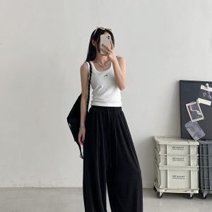 Crispy Soft Wide-Leg Pants for Spring & Autumn - Casual Loose Draped Design, Perfect for Lazy Days and Effortless Style