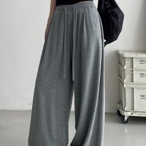Crispy Soft Wide-Leg Pants for Spring & Autumn - Casual Loose Draped Design, Perfect for Lazy Days and Effortless Style