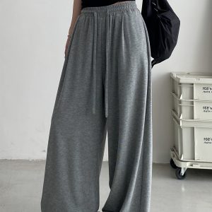 Crispy Soft Wide-Leg Pants for Spring & Autumn - Casual Loose Draped Design, Perfect for Lazy Days and Effortless Style