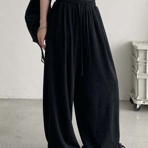 Crispy Soft Wide-Leg Pants for Spring & Autumn - Casual Loose Draped Design, Perfect for Lazy Days and Effortless Style