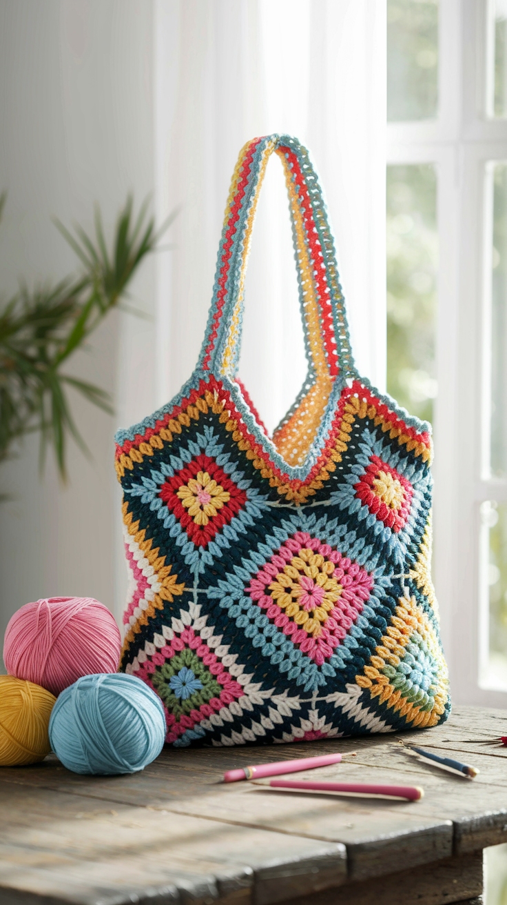 Charming Crochet Bag Granny Square Ideas outfit idea
