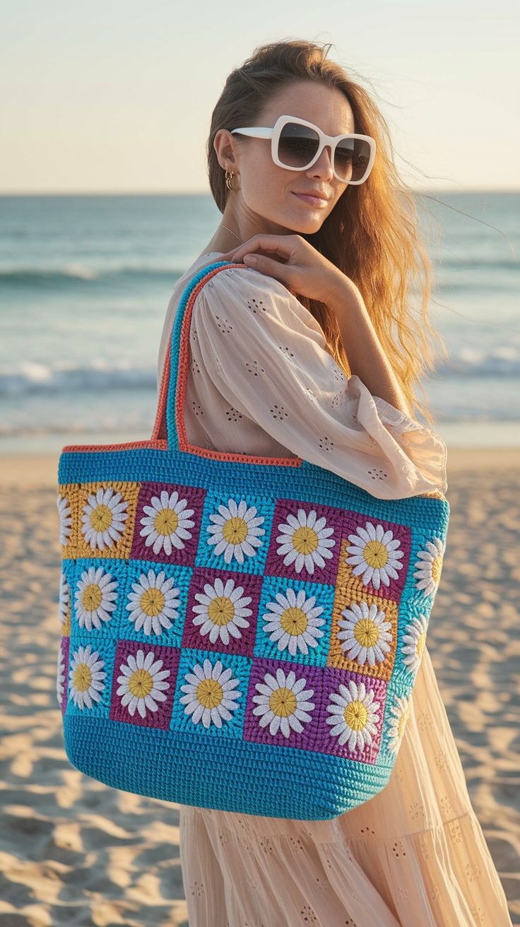 Crochet Daisy Tote Bag: A Floral Delight outfit idea