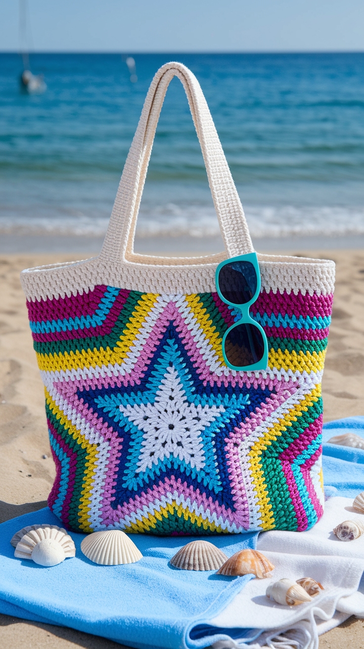 Stunning Crochet Star Tote Bag to Brighten Your Day outfit idea
