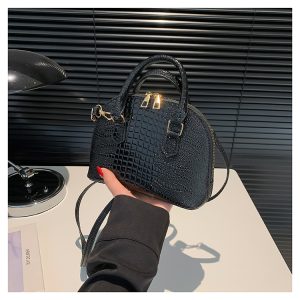 Crocodile Pattern Crossbody Shoulder Bag for Women, Vintage Shell Design, 2025 Summer Fashion Handheld Purse
