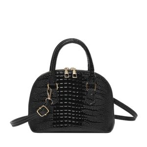 Crocodile Pattern Crossbody Shoulder Bag for Women, Vintage Shell Design, 2025 Summer Fashion Handheld Purse