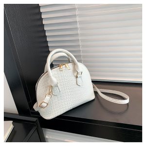 Crocodile Pattern Crossbody Shoulder Bag for Women, Vintage Shell Design, 2025 Summer Fashion Handheld Purse