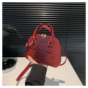 Crocodile Pattern Crossbody Shoulder Bag for Women, Vintage Shell Design, 2025 Summer Fashion Handheld Purse