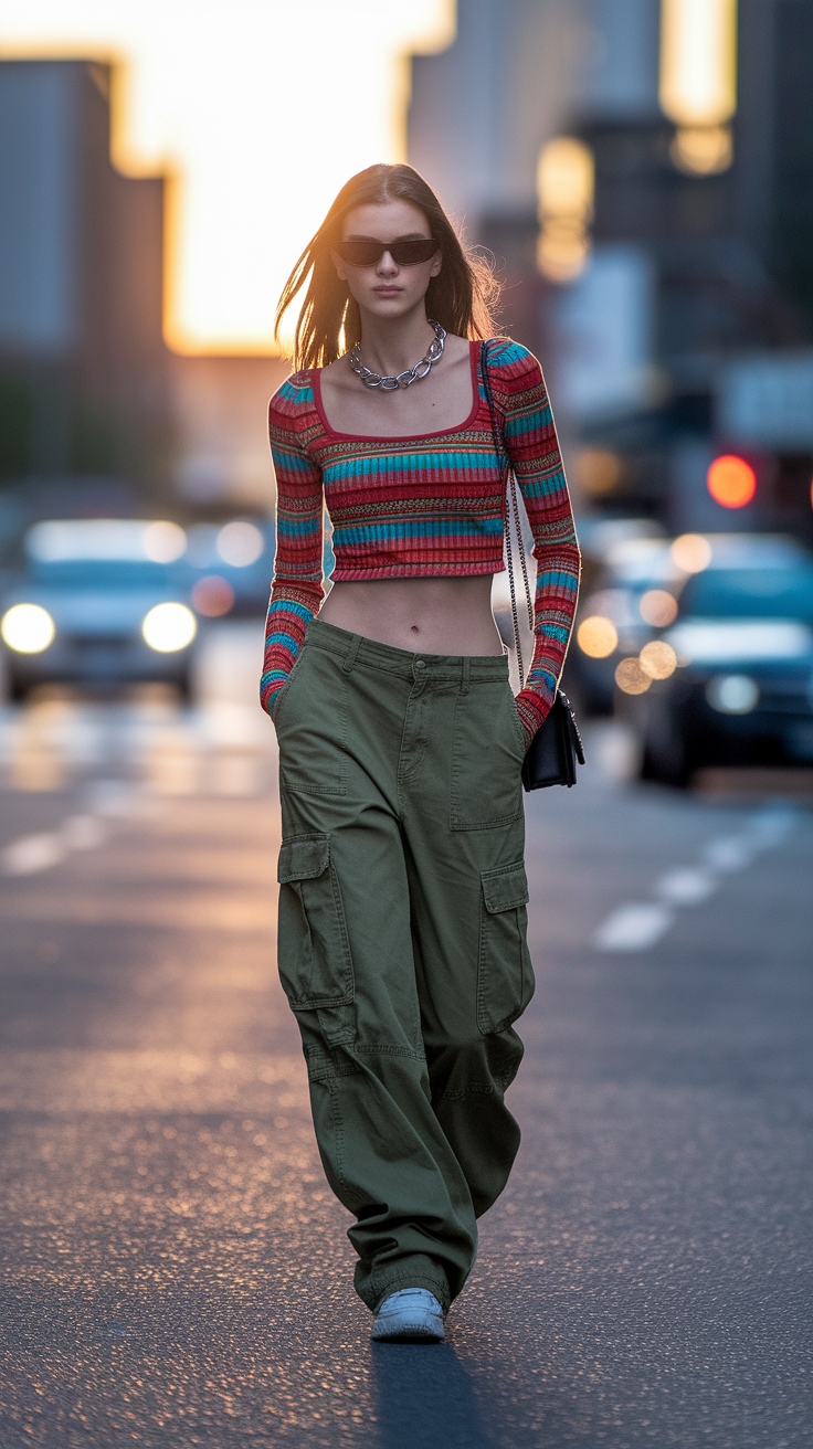 Crop Top with Cargo Pants: Stylish Yet Practical Choices outfit idea