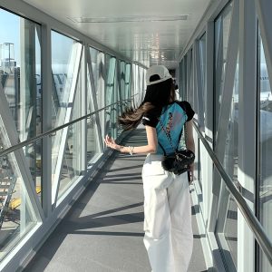 Cropped Color-Blocking T-Shirt for Women, Short Sleeve American Style, Trendy Hot Girl Printed Top, Y2K Fashion