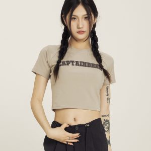 Cropped Jazz Dance T-Shirt for Women - Sweet and Spicy Team Captain Design, Summer Hot Girl Style, 90s Inspired Top