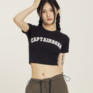 Cropped Jazz Dance T-Shirt for Women - Sweet and Spicy Team Captain Design, Summer Hot Girl Style, 90s Inspired Top