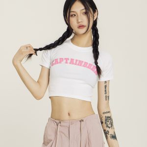 Cropped Jazz Dance T-Shirt for Women - Sweet and Spicy Team Captain Design, Summer Hot Girl Style, 90s Inspired Top