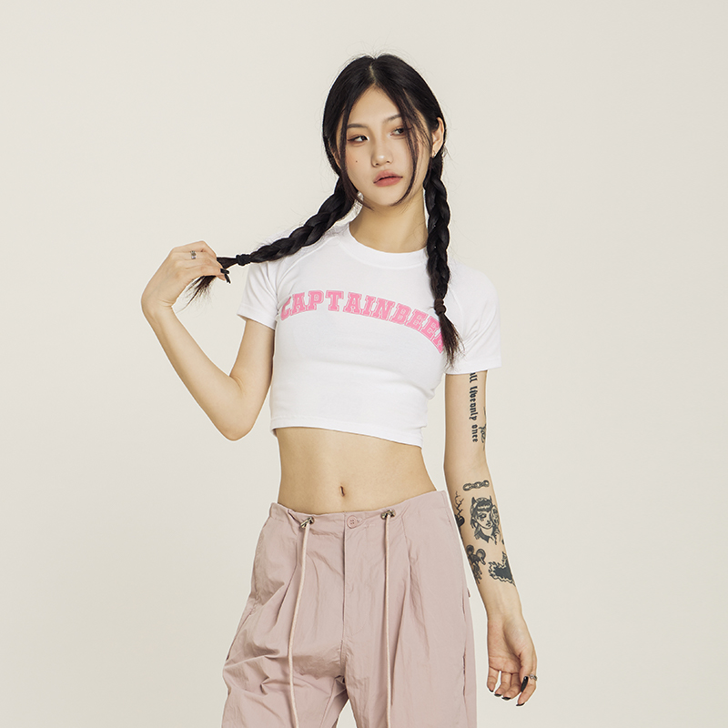 Cropped Jazz Dance T-Shirt for Women - Sweet and Spicy Team Captain Design, Summer Hot Girl Style, 90s Inspired Top