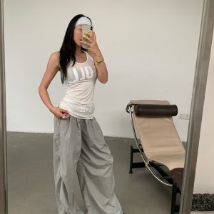 Cross-Back Tank Dress in Semi-Transparent Tencel with Dollcore Print, High Comfort Stretch Fabric for Aesthetic Style