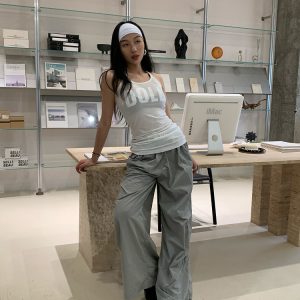 Cross-Back Tank Dress in Semi-Transparent Tencel with Dollcore Print, High Comfort Stretch Fabric for Aesthetic Style