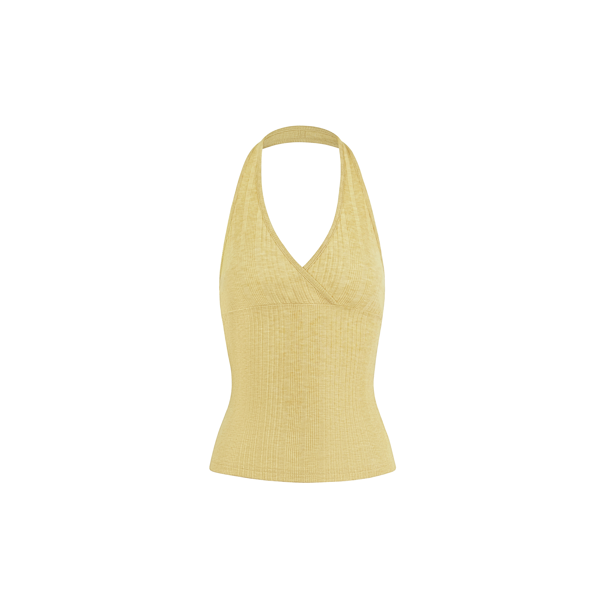 Cross V-Neck Knitted Ribbed Halter Top - Trendy Y2K Style Crop Top for Chic Outfits