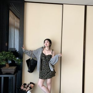 Curvy Floral Tea Break Slimming Sexy Waist-Defined Sling Dress - 90s Inspired Summer Fashion