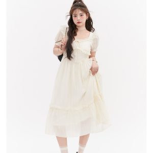Curvy Love Story French Fairy Dress for Girls - Slimming Fit, Sweet Style, 90s Inspired Fashion