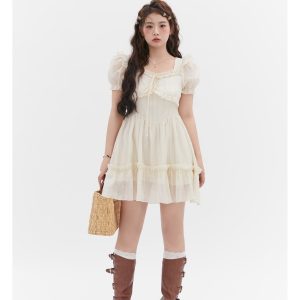 Curvy Love Story French Fairy Dress for Girls - Slimming Fit, Sweet Style, 90s Inspired Fashion