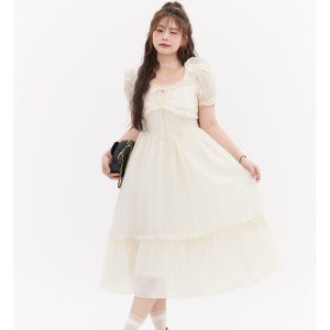 Curvy Love Story French Fairy Dress for Girls - Slimming Fit, Sweet Style, 90s Inspired Fashion