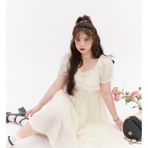 Curvy Love Story French Fairy Dress for Girls - Slimming Fit, Sweet Style, 90s Inspired Fashion