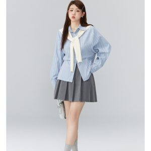 Curvy Ouni Casual Loose Slimming Shoulder Shirt in Sweet Lazy Style - Ideal for 90s and Y2K Fashion Lovers