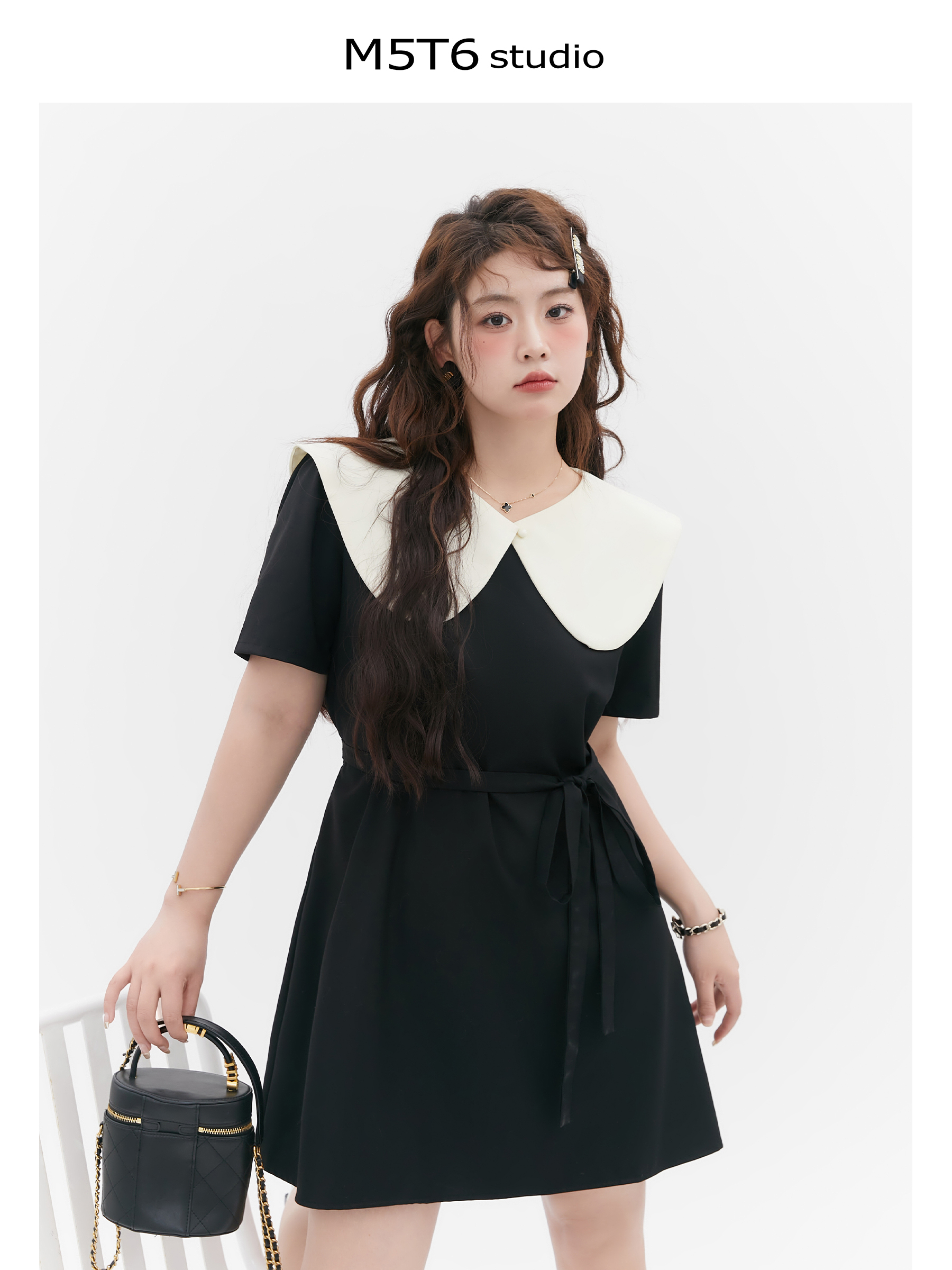 Curvy Summer Doll Collar Color-Block Dress - Loose Fit College Style for a Youthful Look, Perfect for 90s and Y2K Fashion Trends Curvy Summer Doll Collar Color-Block Dress - Loose Fit College Style for a Youthful Look, Perfect for 90s and Y2K Fashion Trends