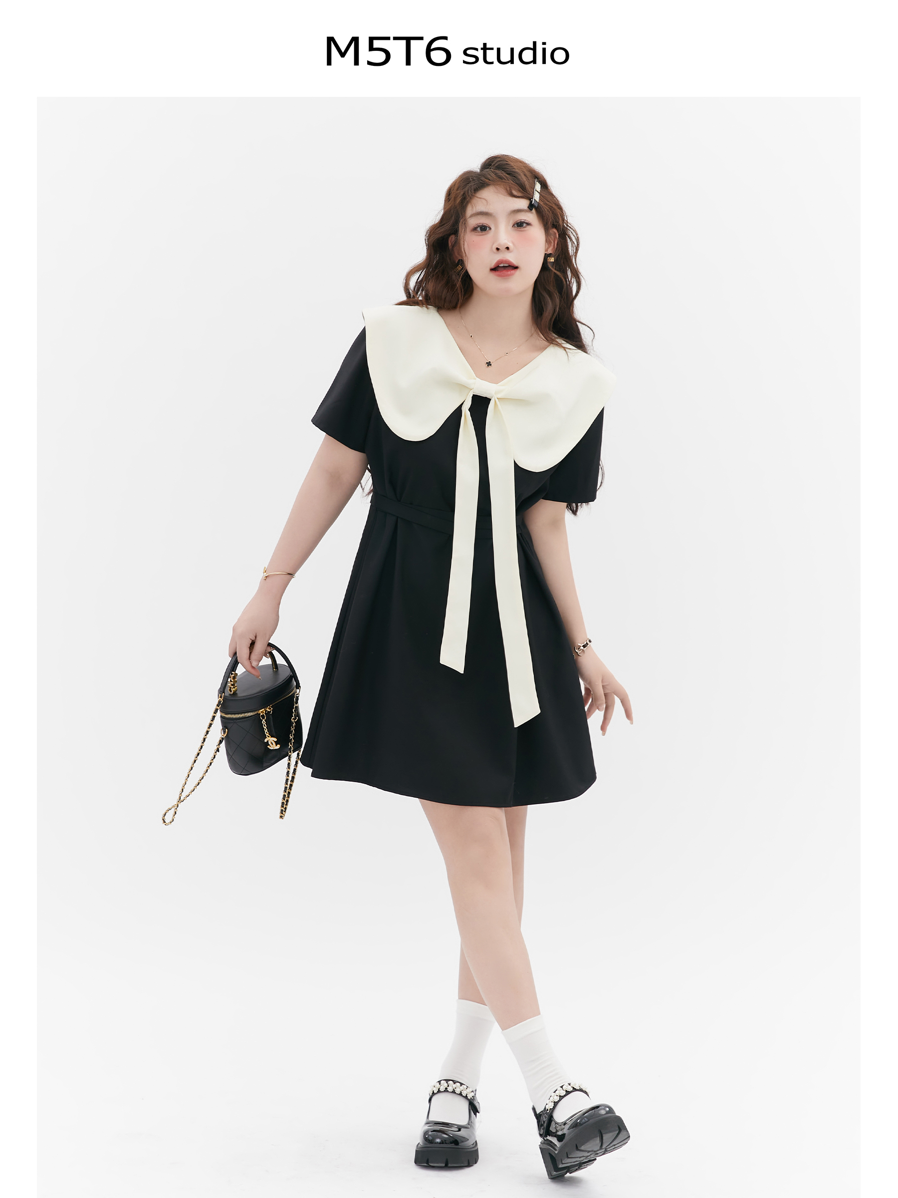 Curvy Summer Doll Collar Color-Block Dress - Loose Fit College Style for a Youthful Look, Perfect for 90s and Y2K Fashion Trends Curvy Summer Doll Collar Color-Block Dress - Loose Fit College Style for a Youthful Look, Perfect for 90s and Y2K Fashion Trends