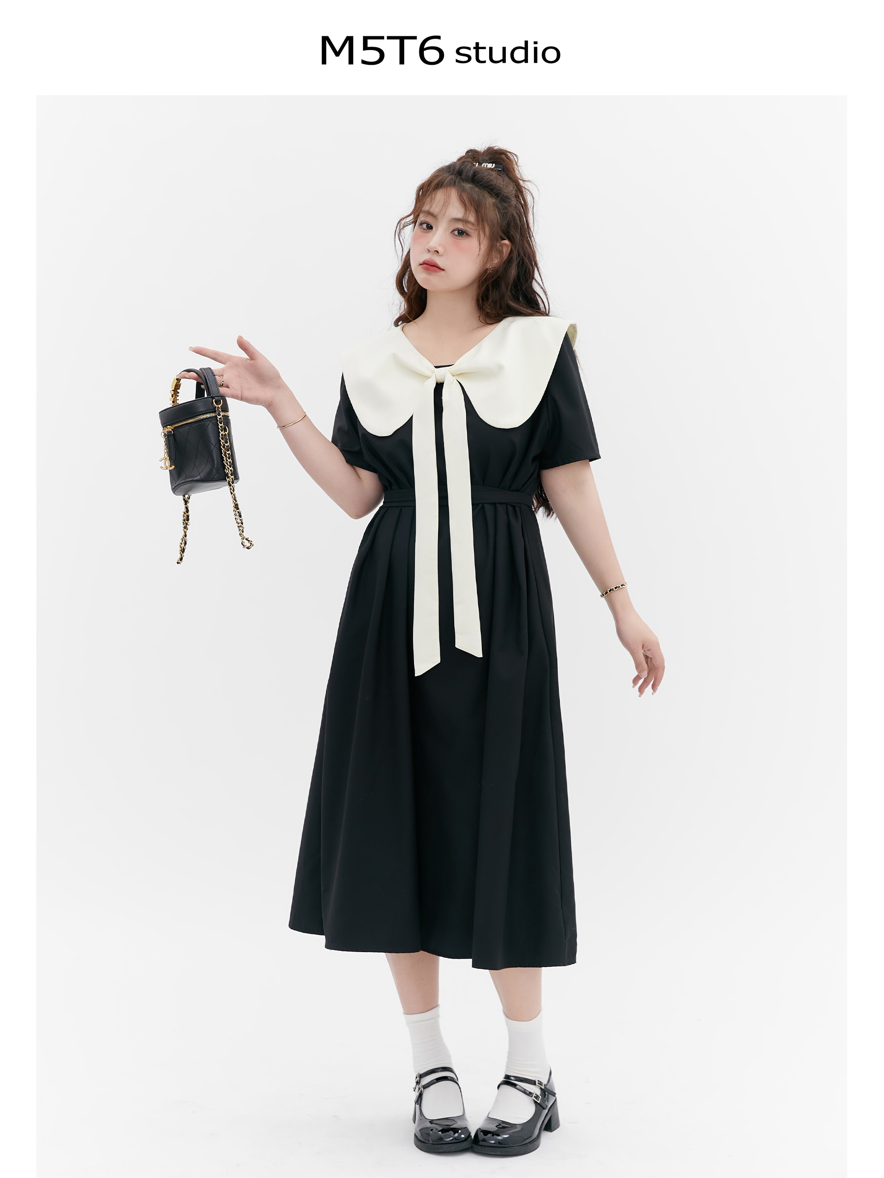 Curvy Summer Doll Collar Color-Block Dress - Loose Fit College Style for a Youthful Look, Perfect for 90s and Y2K Fashion Trends Curvy Summer Doll Collar Color-Block Dress - Loose Fit College Style for a Youthful Look, Perfect for 90s and Y2K Fashion Trends