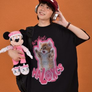 Cute Cat Print Oversized Short Sleeve T-Shirt for Summer - Casual Couple Top, Trendy Loose Fit, Perfect for 90s and Y2K Styles