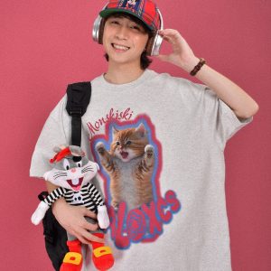 Cute Cat Print Oversized Short Sleeve T-Shirt for Summer - Casual Couple Top, Trendy Loose Fit, Perfect for 90s and Y2K Styles