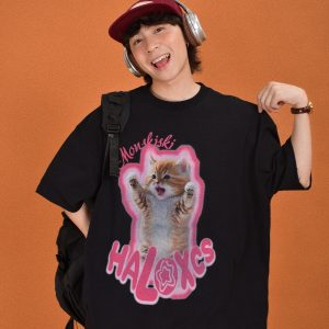 Cute Cat Print Oversized Short Sleeve T-Shirt for Summer - Casual Couple Top, Trendy Loose Fit, Perfect for 90s and Y2K Styles