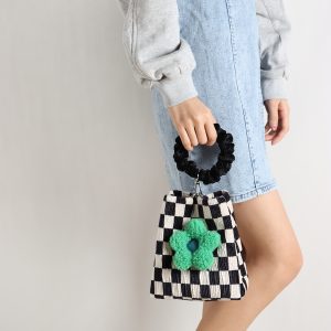 Cute Checkered Bucket Bag - Soft Floral Tote Crossbody for Spring/Summer - Large Capacity Niche Fashion Accessory