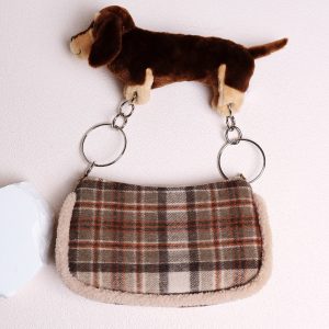 Cute Creative Sausage Dog Plush Doll Underarm Bag - Autumn Winter Small Handheld Crossbody Bag for Trendy Style