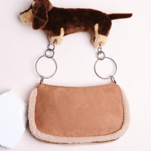 Cute Creative Sausage Dog Plush Doll Underarm Bag - Autumn Winter Small Handheld Crossbody Bag for Trendy Style