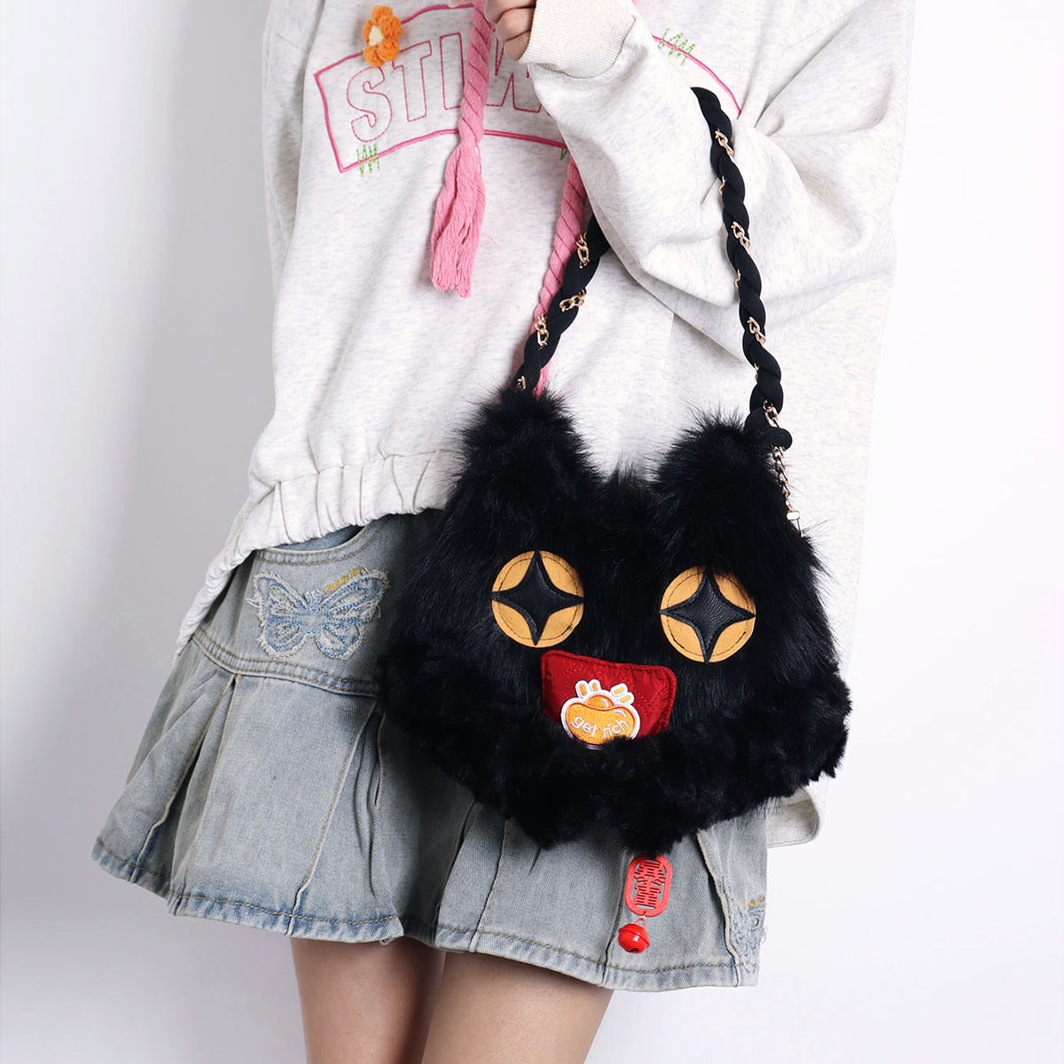 Cute Crossbody Bag with Hugging Cat Design, Adorable New Year Gift, Trendy Korean Style Accessory for Cat Lovers Cute Crossbody Bag with Hugging Cat Design, Adorable New Year Gift, Trendy Korean Style Accessory for Cat Lovers