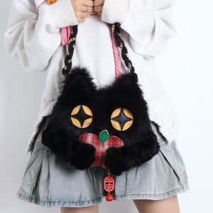 Cute Crossbody Bag with Hugging Cat Design, Adorable New Year Gift, Trendy Korean Style Accessory for Cat Lovers