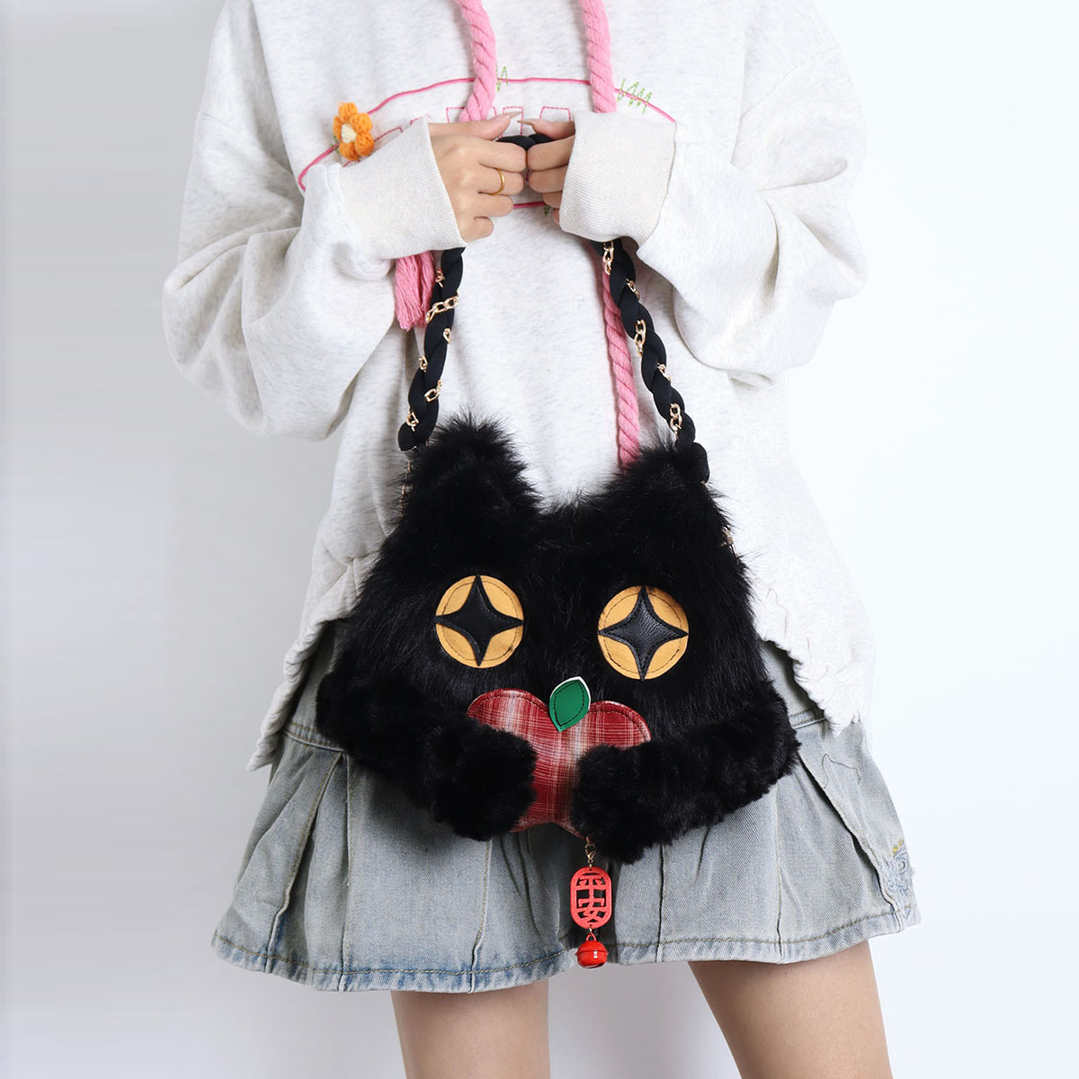 Cute Crossbody Bag with Hugging Cat Design, Adorable New Year Gift, Trendy Korean Style Accessory for Cat Lovers