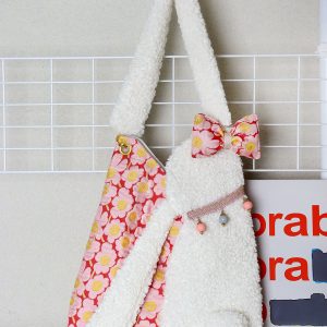 Cute Floppy-Eared Rabbit Plush Color-Blocking Large Capacity Shoulder Crossbody Bag – Adorable Y2K Style for Everyday Use