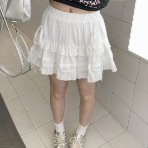 Cute Girl Summer Ballet Style Bow Tie A-Line Skirt - High-Waisted Slimming Short Skirt for Youthful 90s Inspired Fashion